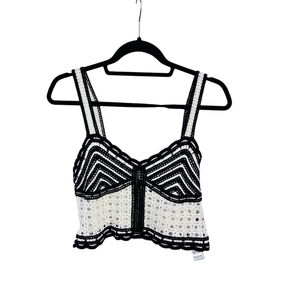 Jason Wu NWT Crochet Tank Size 6 Crop Top Women's Casual Black Cottagecore Boho